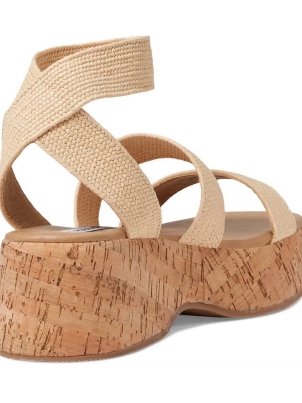 New With Box Steve Madden Tan Raffia Strappy Sandals Size 7 - Picture 2 of 6